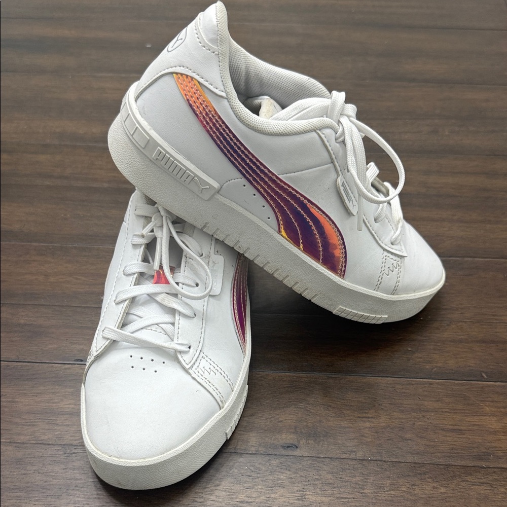 Puma White Sneakers with Purple and Orange Highlights